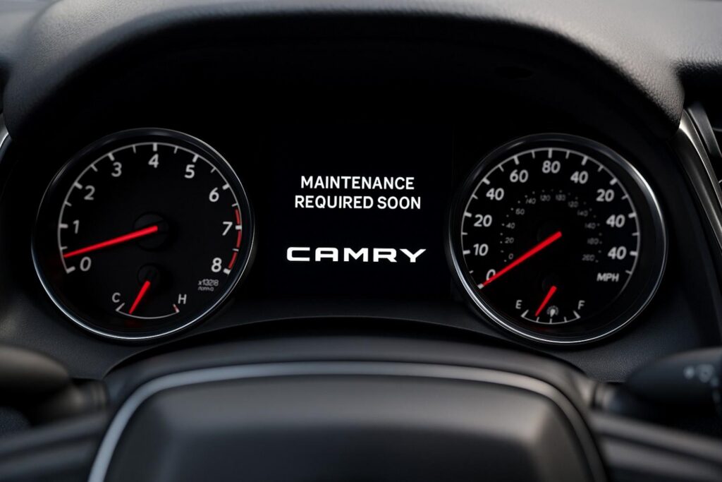 car dashboard displaying maintenance reminder notification