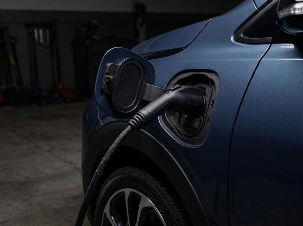 EV charging port illuminated with no power supply during outage 