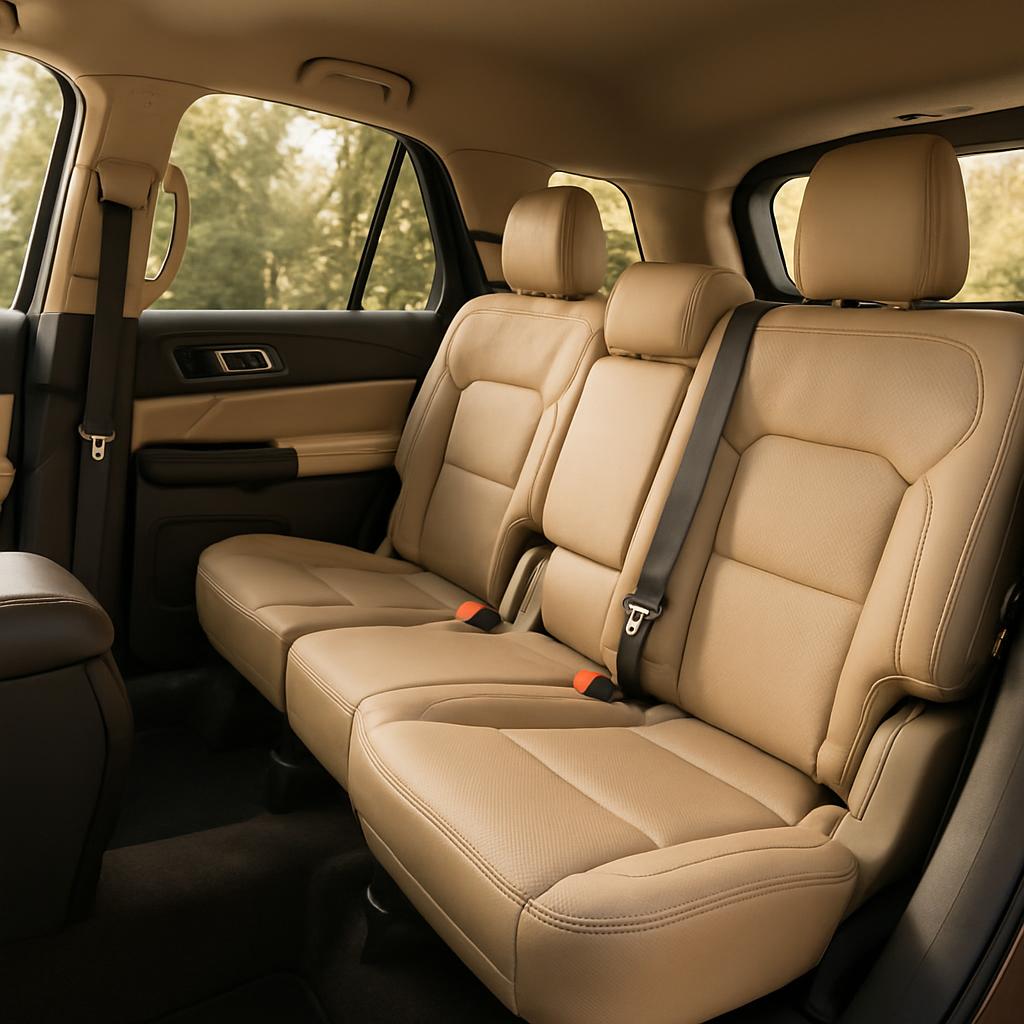 2026 Jeep Grand Cherokee front interior showing Uconnect 5 touchscreen and textured leather steering wheel